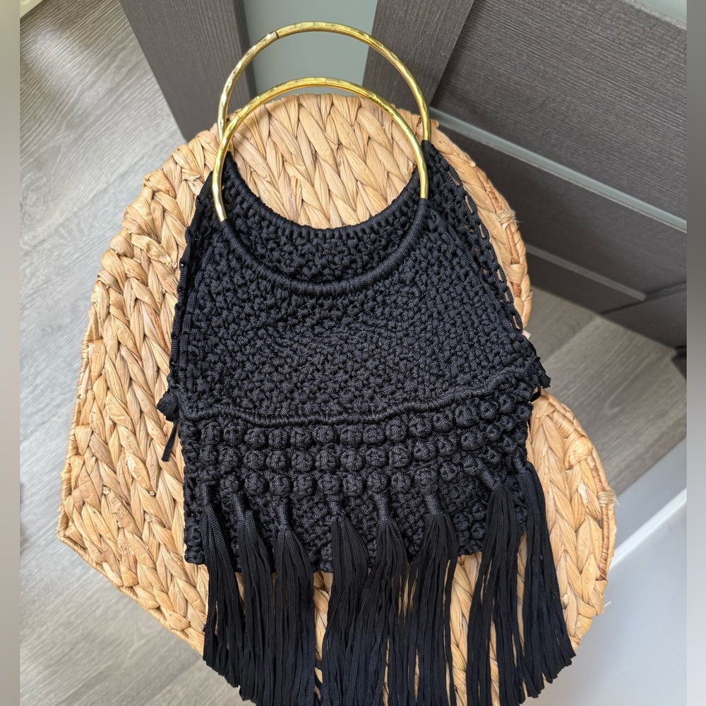 Cleobella Black Woven Bag with Gold Accents - Picture 10 of 14